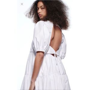 NWT Zara balloon sleeve dress  XS peekaboo tie back